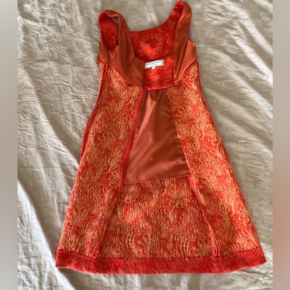 Orange Brocade What Goes Around Comes Around for Anthropologie Dress size 4 - Picture 9 of 11
